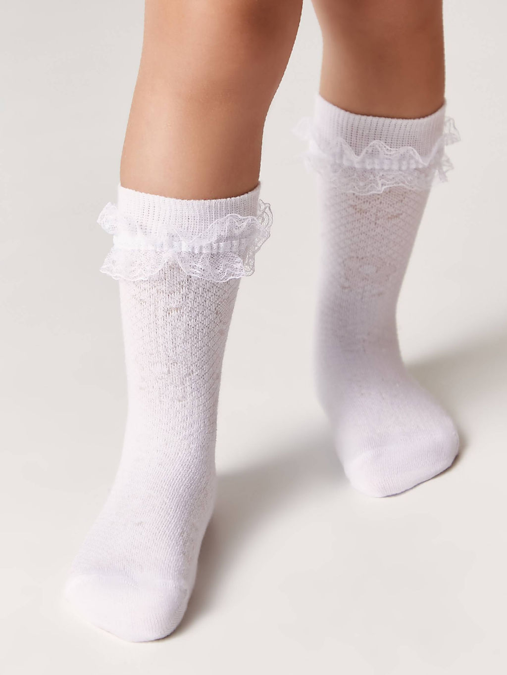 Цена за 2 пары Conte-kids TIP-TOP (с кружевной лентой) белый