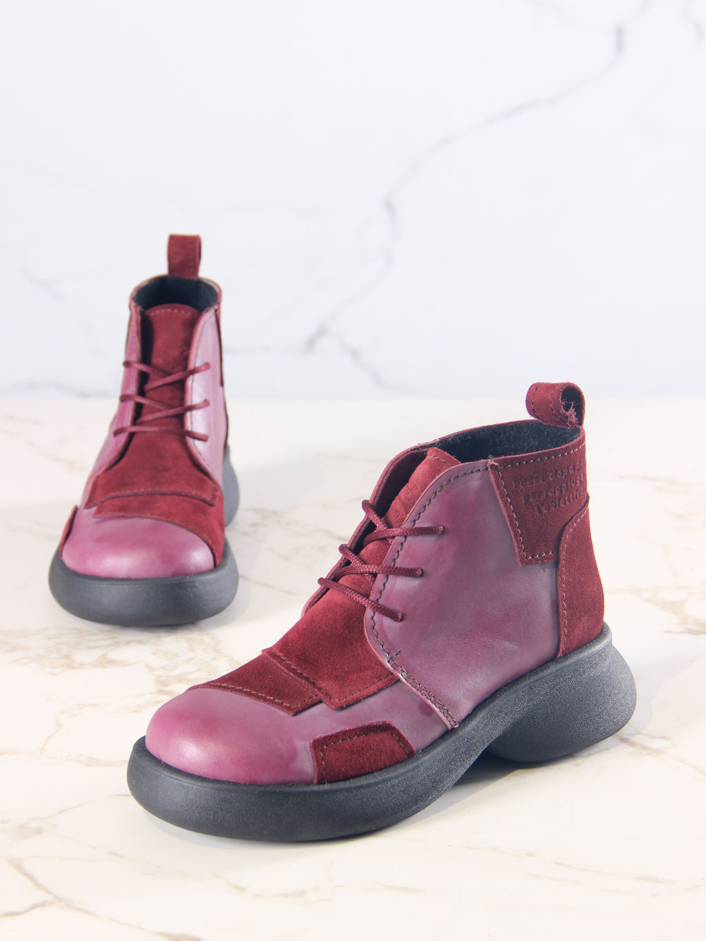 Ботинки 305.927bl.Вакса бордо+бордо замша/мех