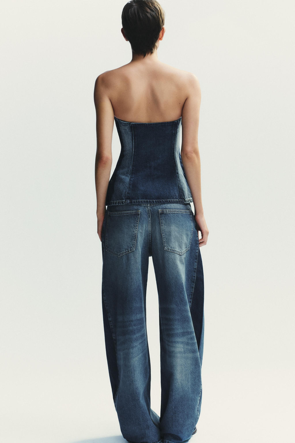 TRF DENIM BANDEAU TOP