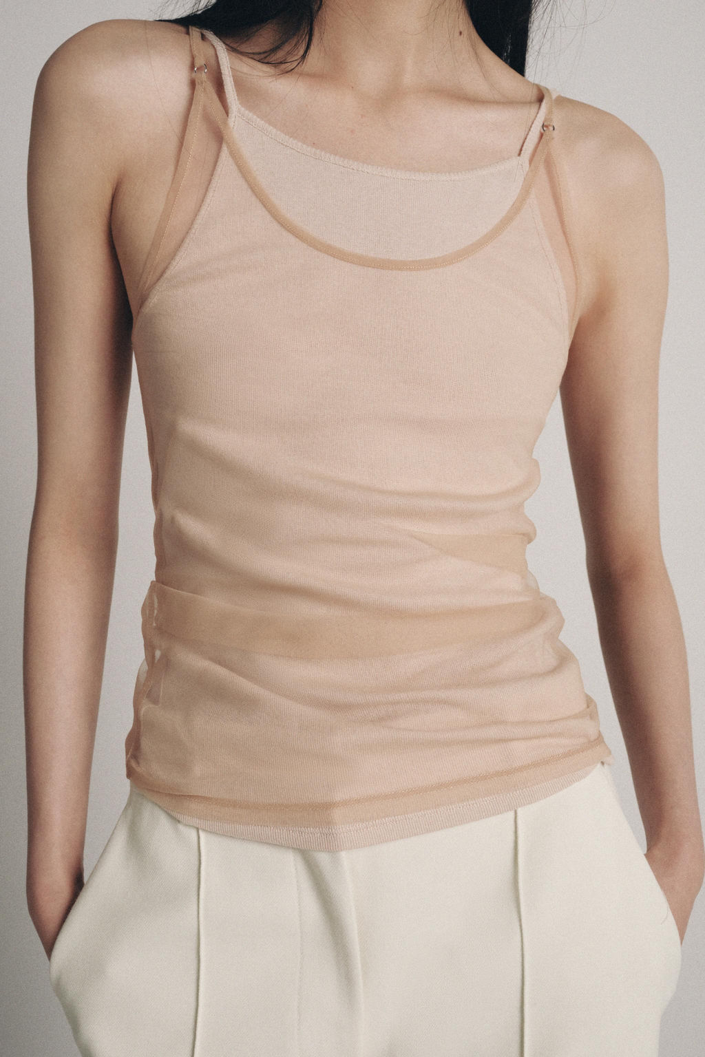 TOP HALTER EFECTO DOBLE TUL / rosa claro - Zara фото 2