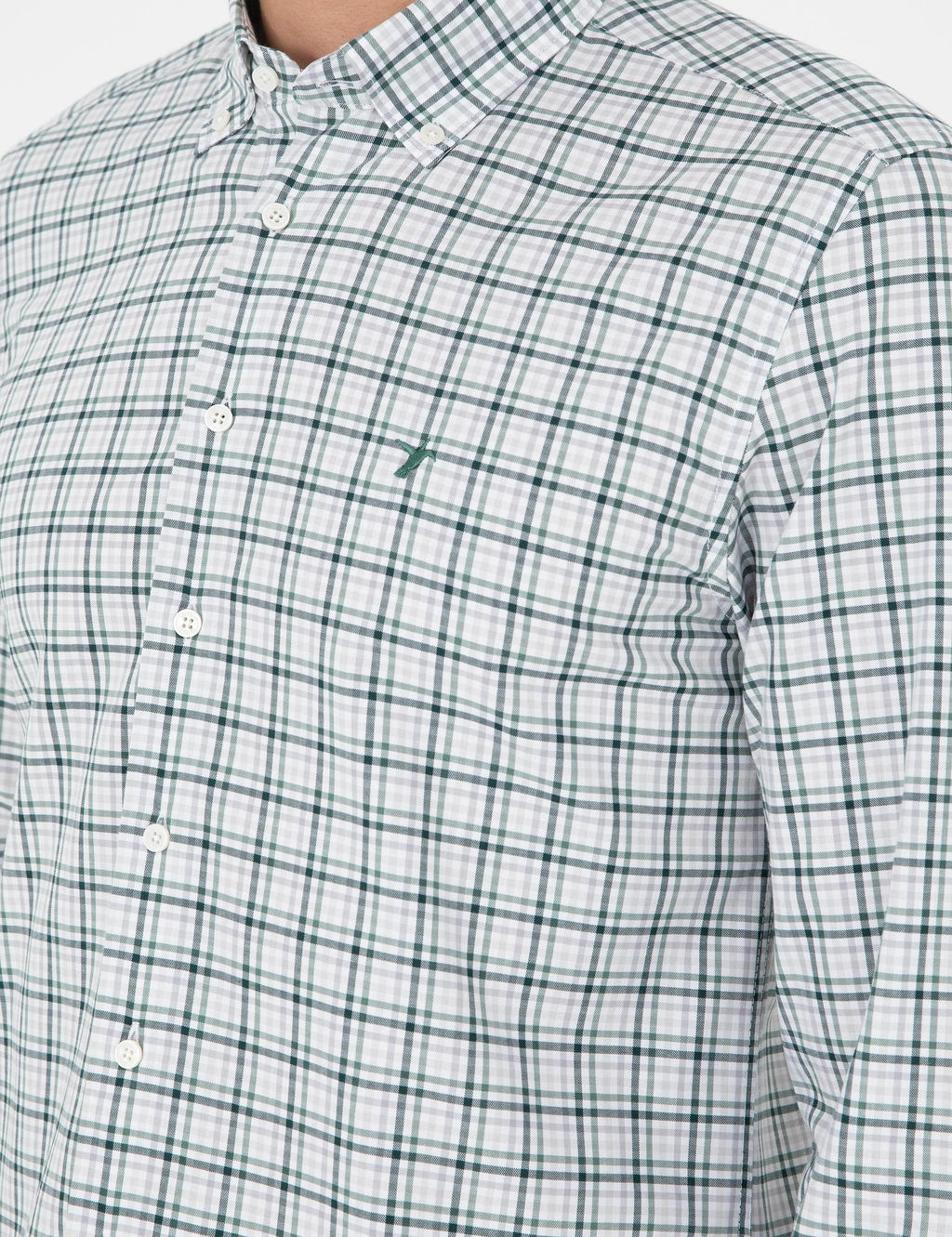 Haki Slim Fit Pamuklu Kareli G_mlek