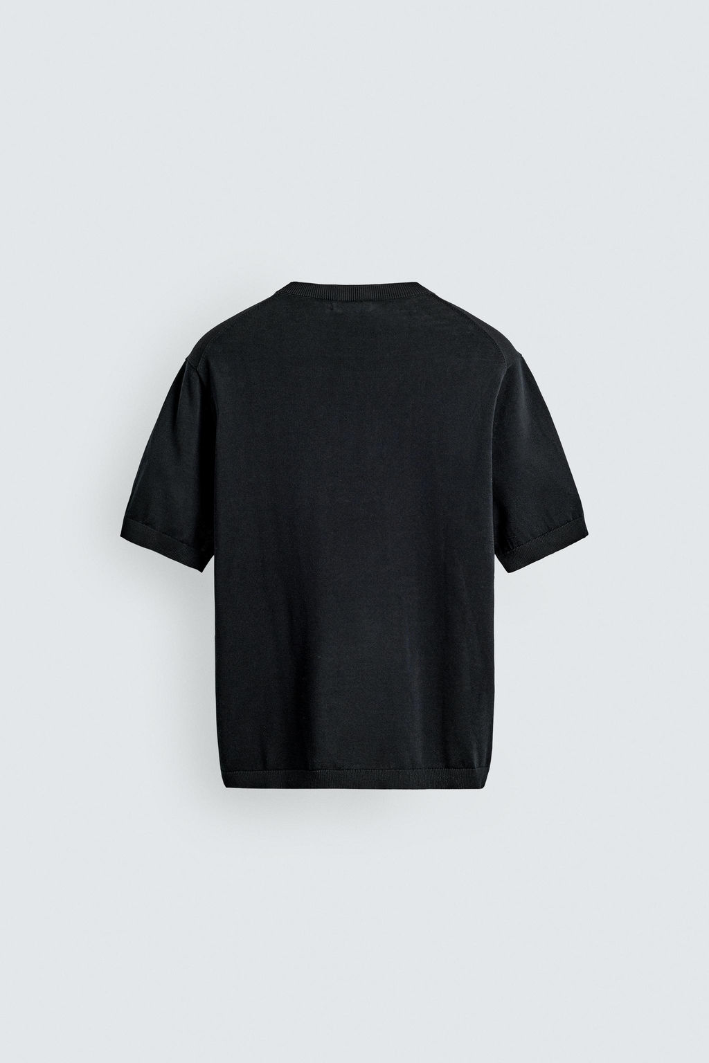 CAMISETA PUNTO LIGERO ALGOD?N / Negro - Zara фото 8
