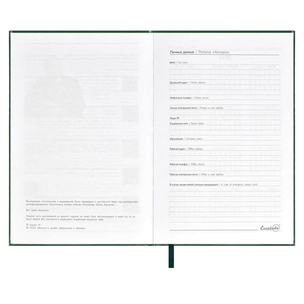 Ежедневник датированный 2024 ESCALADA, А5, 176 л., арт. 63746/ 15 САРИФ-ЭКОНОМ ЗЕЛЁНЫЙ  фото 4