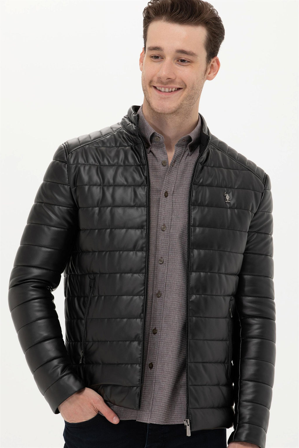 U. S. Polo Assn / Мужская черная кожаная куртка - U.s. polo assn фото 2