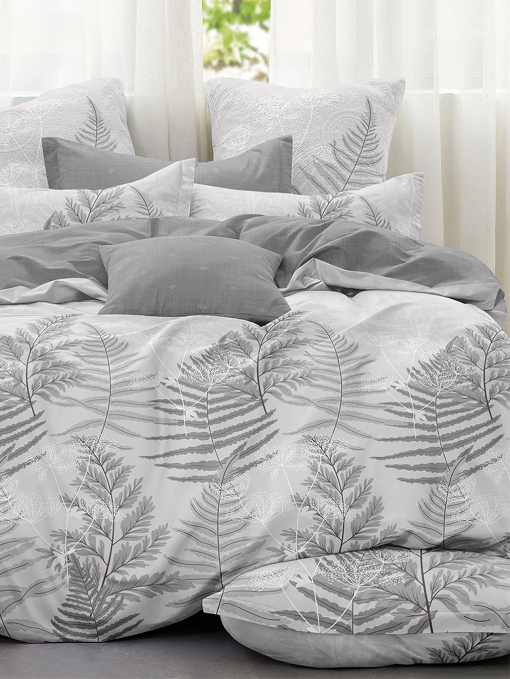 Постельное белье из поплина эксклюзив на молнии - Осенний папоротник 2 сп. с Евро простыней (нав.50х70)