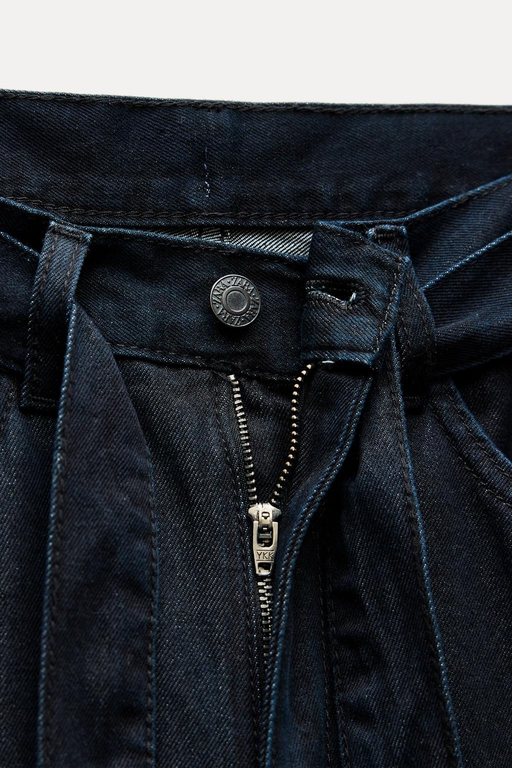 TRF BELTED DENIM TROUSERS - Zara фото 5