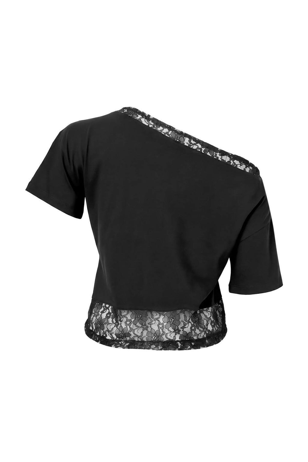 Siyah %100 Pamuk Bele Oturan Asimetrik Bisiklet Yaka _rme T-Shirt TWOAW27TS00011 - Trendyolmilla фото 8