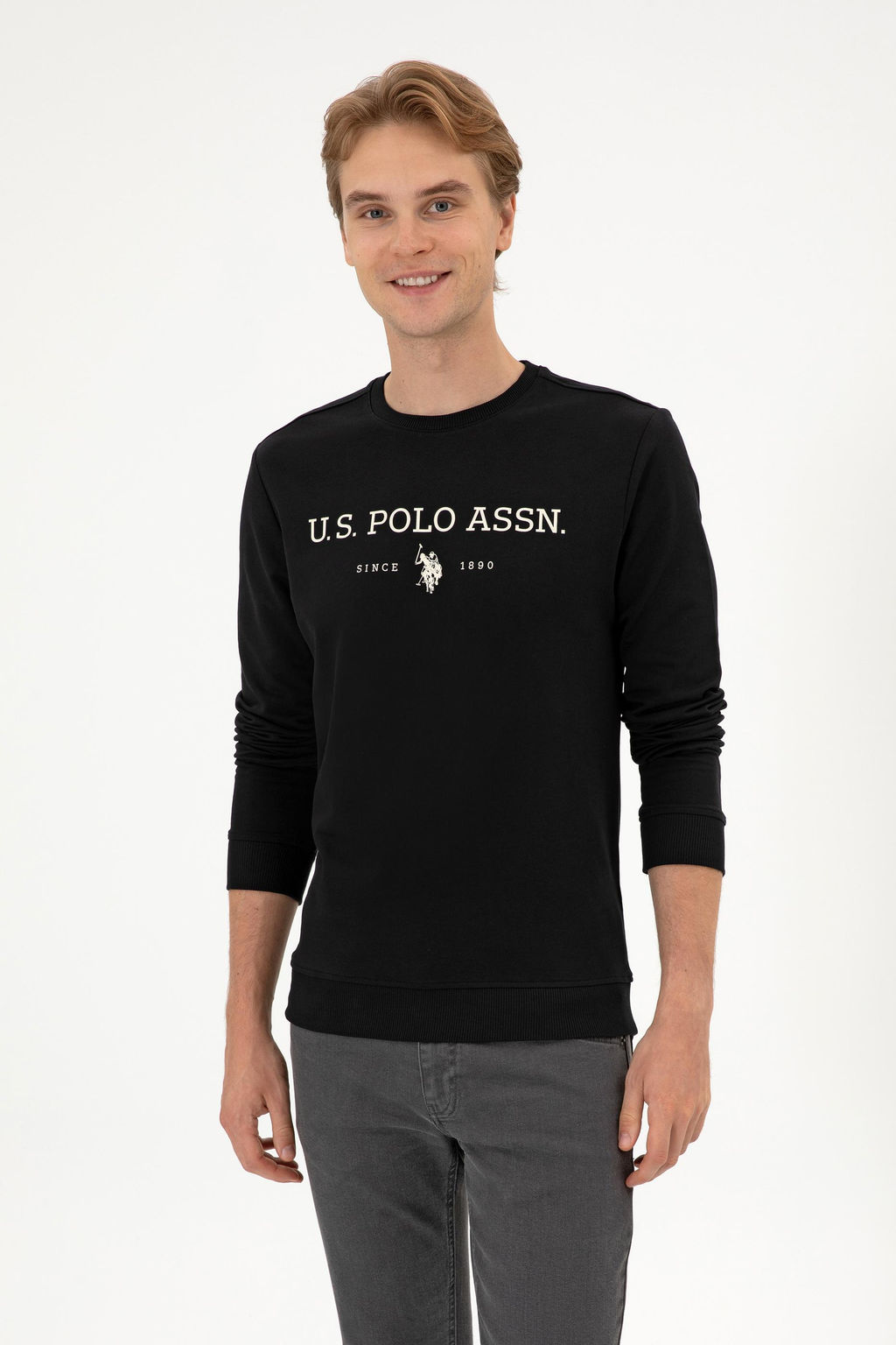 Erkek Regular Fit Bisiklet Yaka Siyah _nce Basic Sweatshirt Sepette S_rpriz _ndirim