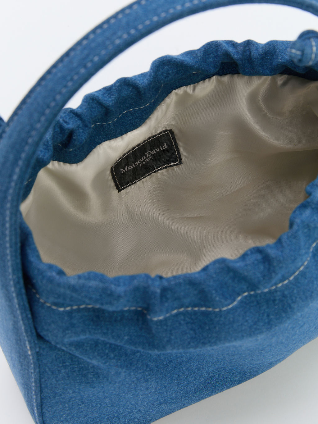 Женская сумка с ручками из денима MAISON DAVID LOLA Артикул 4354422, синий  фото 4