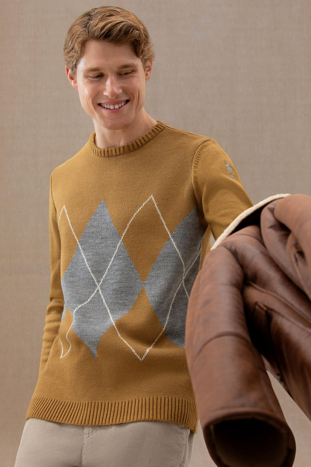 U. S. Polo Assn Мужской легкий свитер цвета хаки - U.s. polo assn фото 15