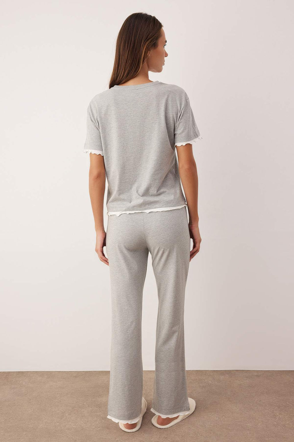 Gri Melanj Cift Katl? F?rf?rl? Orme Pijama Tak?m? THMAW26PT00125 - Trendyolmilla фото 4