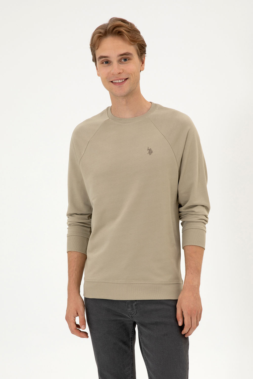 Erkek A__k Haki Basic Sweatshirt Sepette S_rpriz _ndirim - U.s. polo assn фото 8