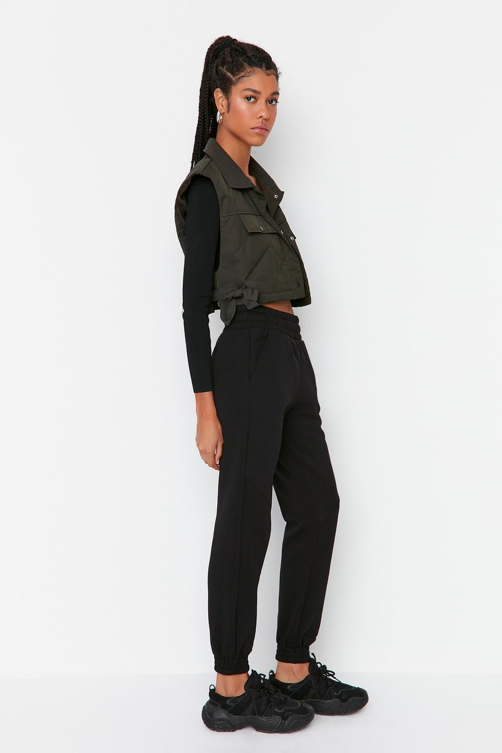 Siyah Basic Jogger Kal?n Ici Polarl? Orme Esofman Alt? Pantolon TWOAW21EA0010