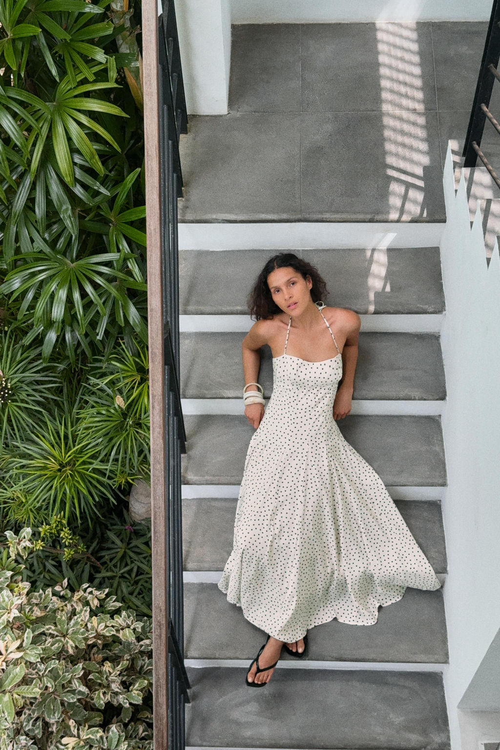 VESTIDO MIDI LUNARES / Blanco / Negro - Zara фото 3