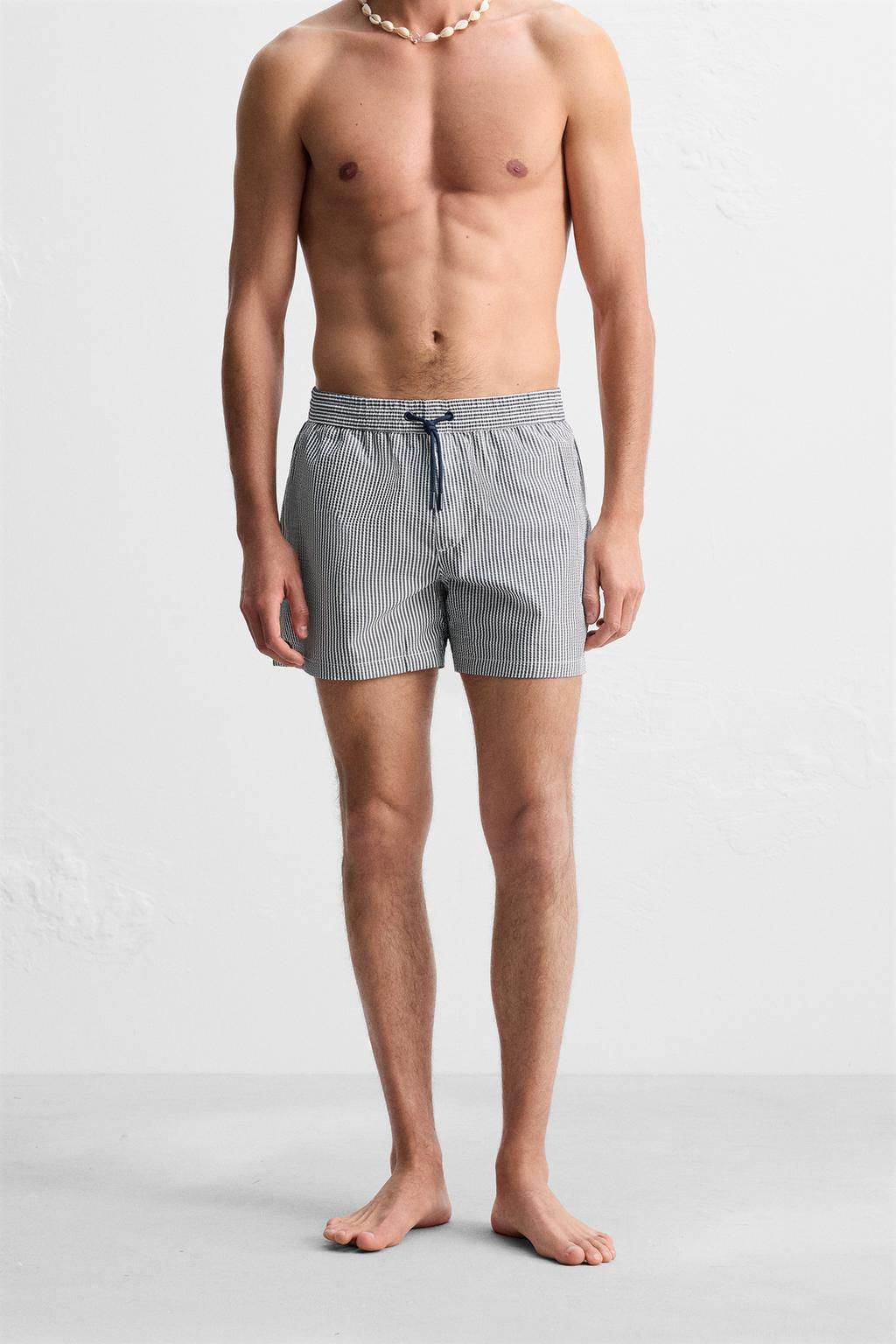 SEERSUCKER MID-LENGTH SWIMMING TRUNKS - Zara фото 23