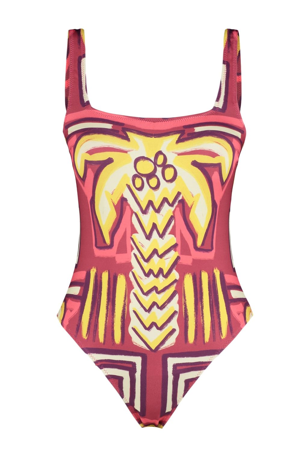 Tropikal Desenli Kare Yaka Normal Paca Mayo TBESS23MA00338