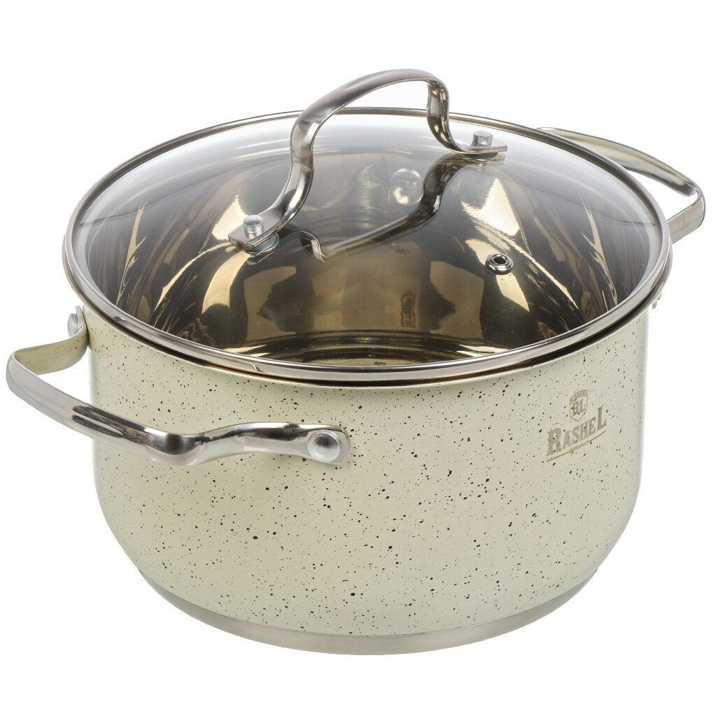 Кастрюля 3,6л из нержавеющей стали со стеклянной крышкой, 20х11.5см (R-306в) /Rashel/  фото 4