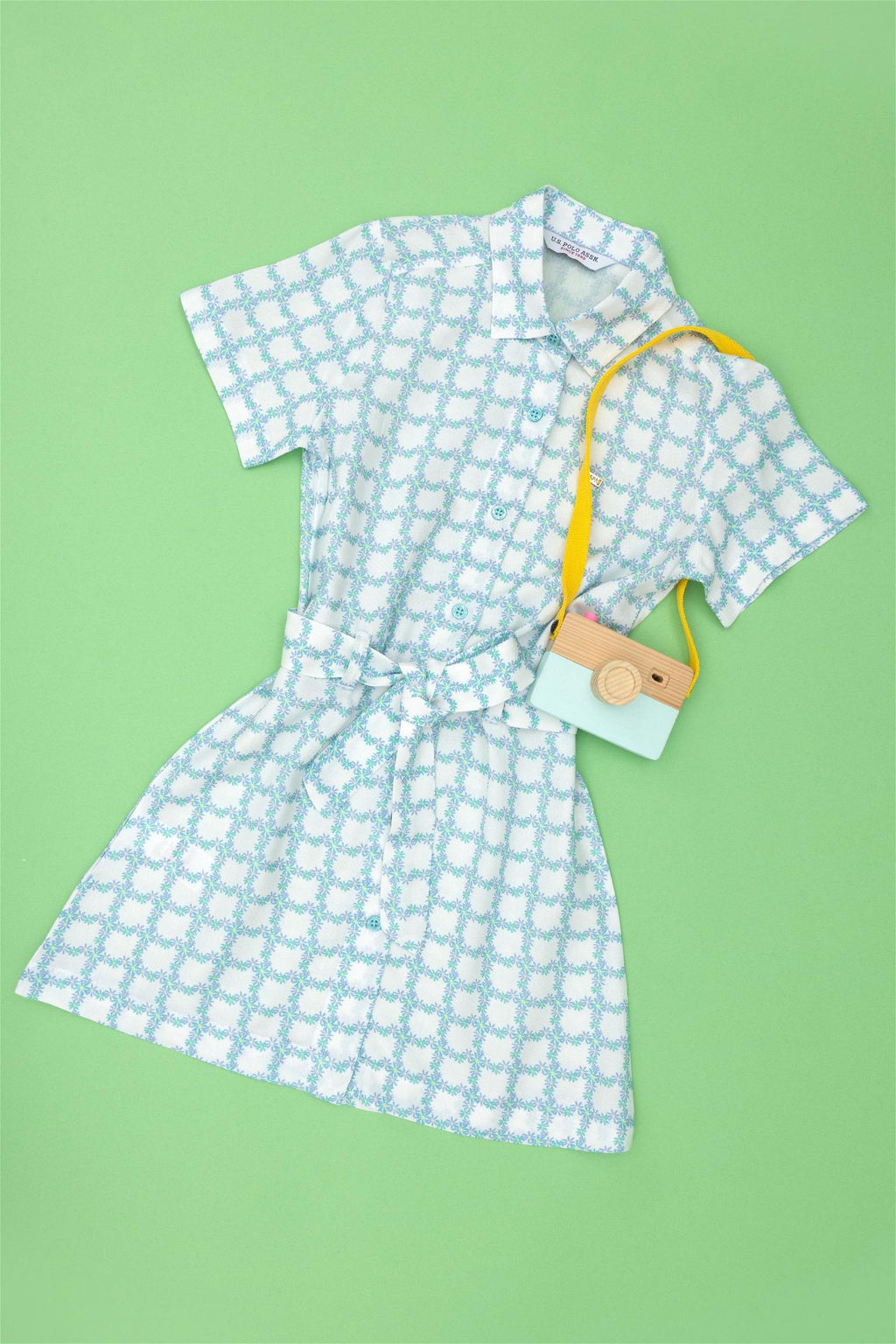 U. S. Polo Assn Тканое платье зеленого цвета с короткими рукавами для девочек - U.s. polo assn фото 7