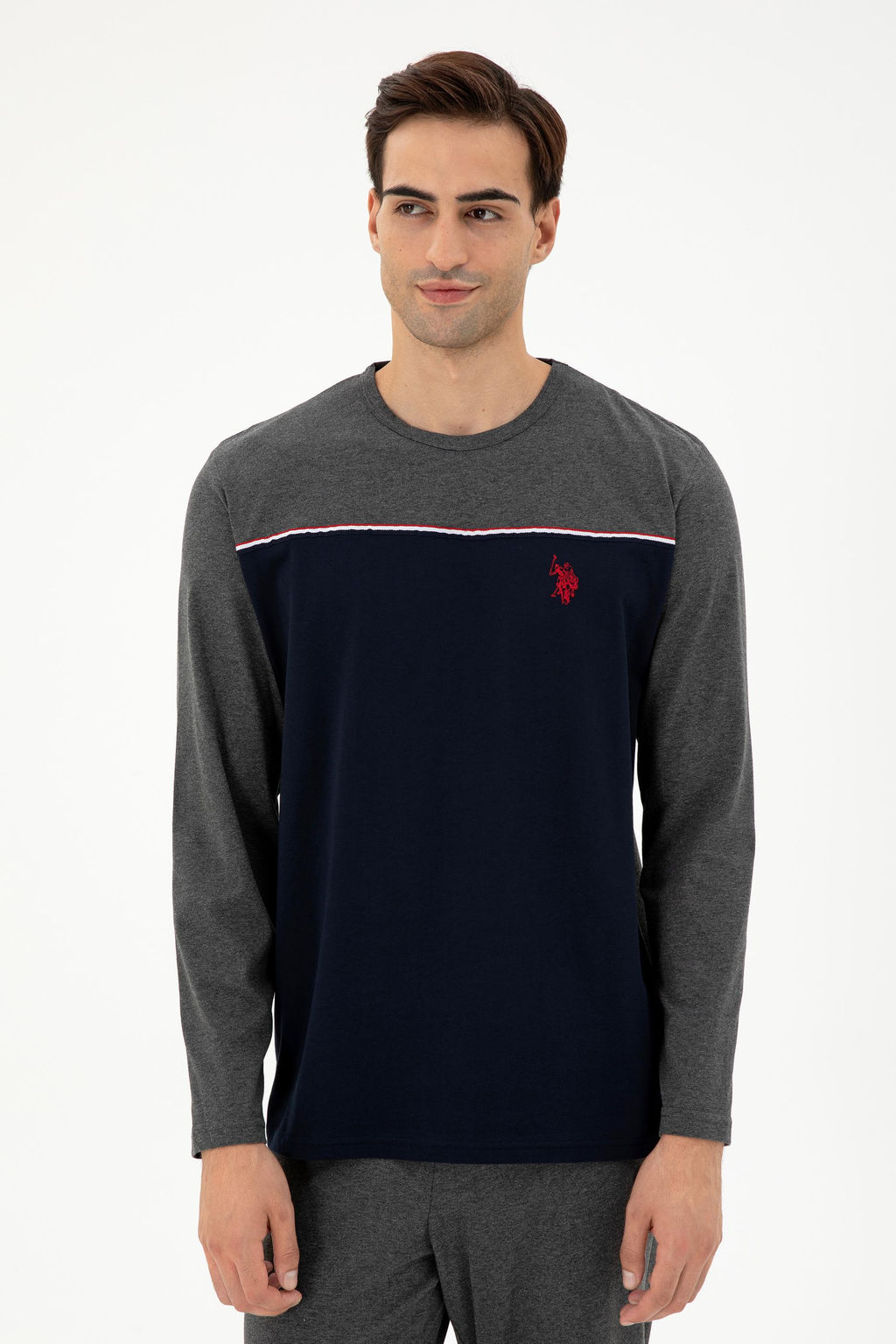 Пижама U.S. Polo Assn антрацит меланж из хлопка