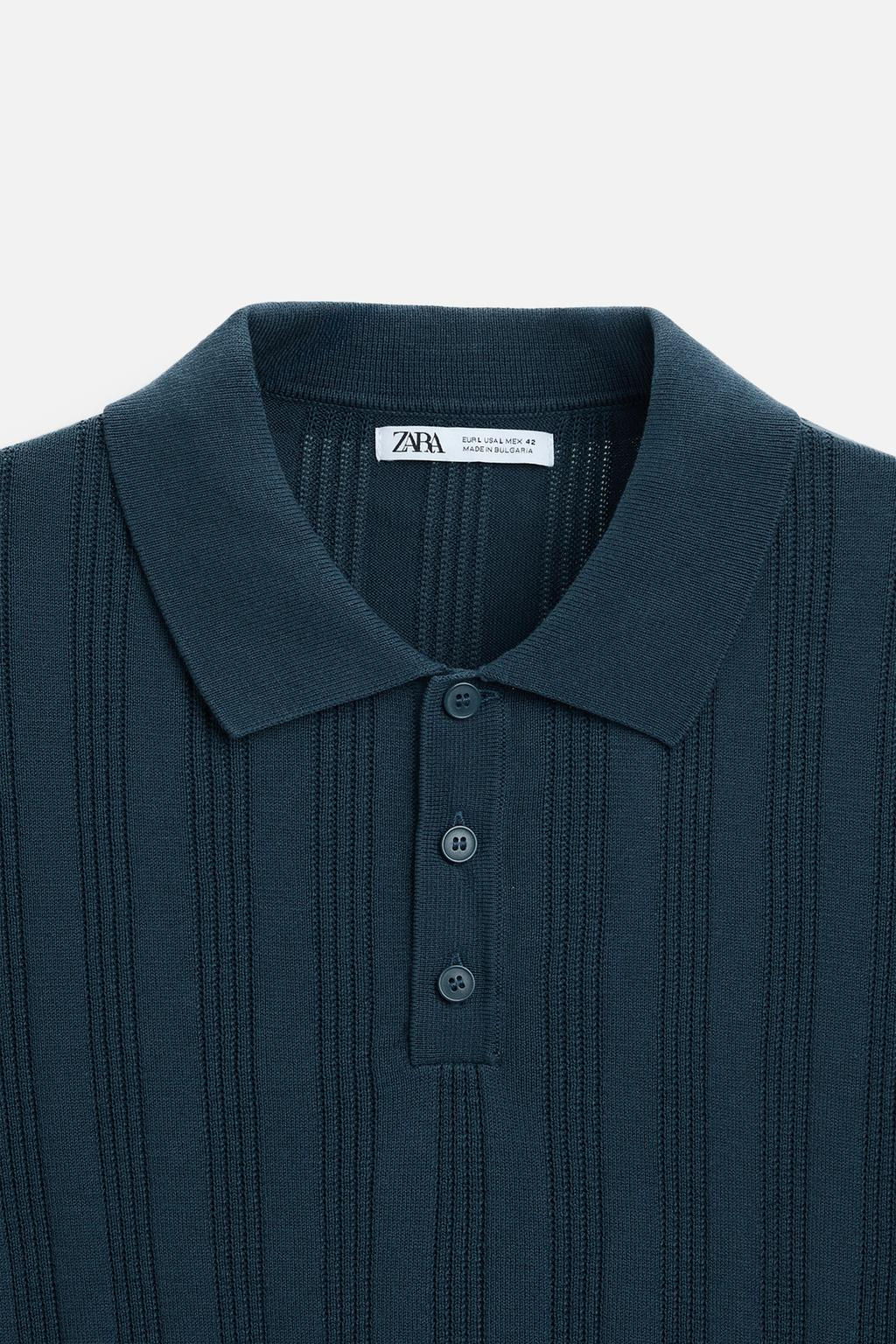 RIBBED KNIT POLO SHIRT - Zara фото 32