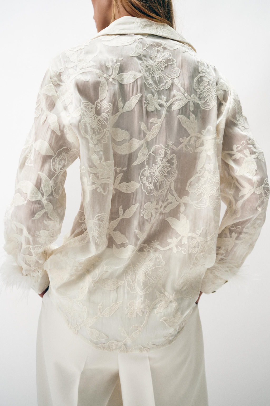 CAMISA BORDADAS PLUMAS / Crudo - Zara фото 8