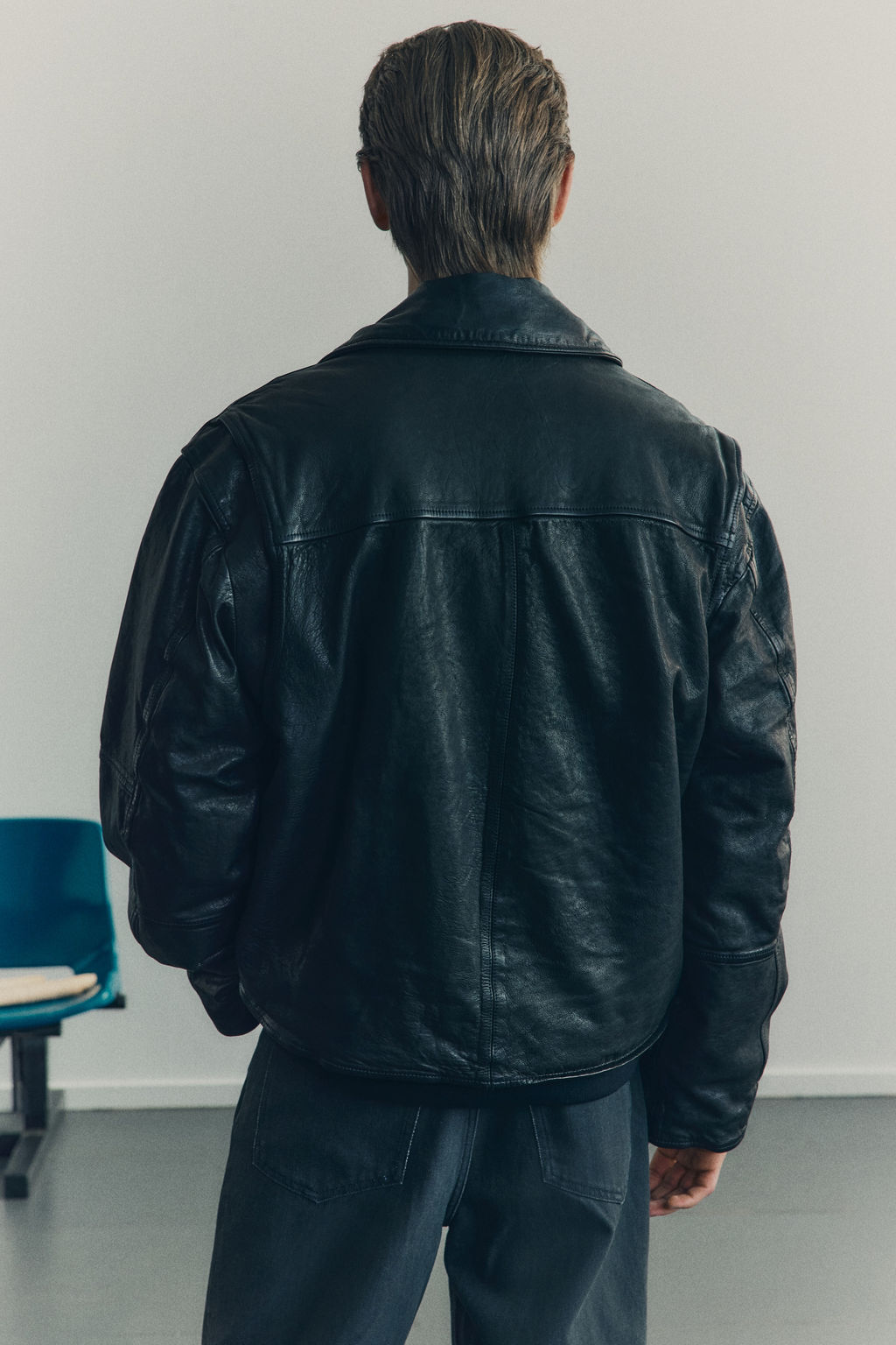 Chaqueta de aviador de corte holgado en piel - H&m фото 3