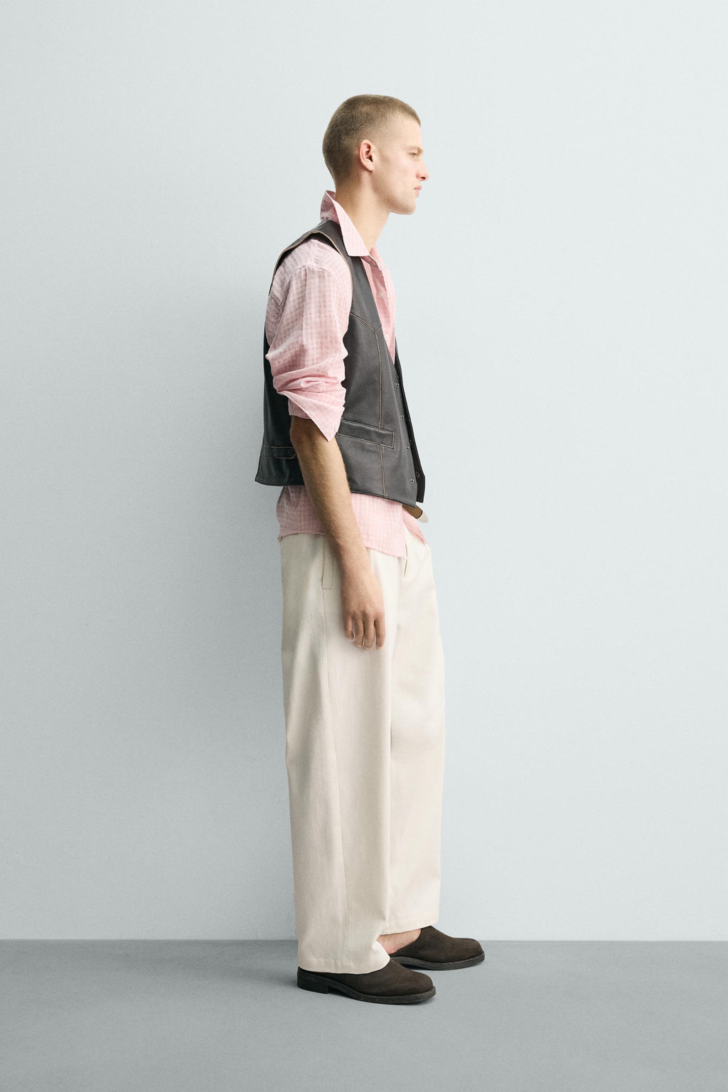 CAMISA FLUIDA CUADROS / Rosa pastel - Zara фото 4