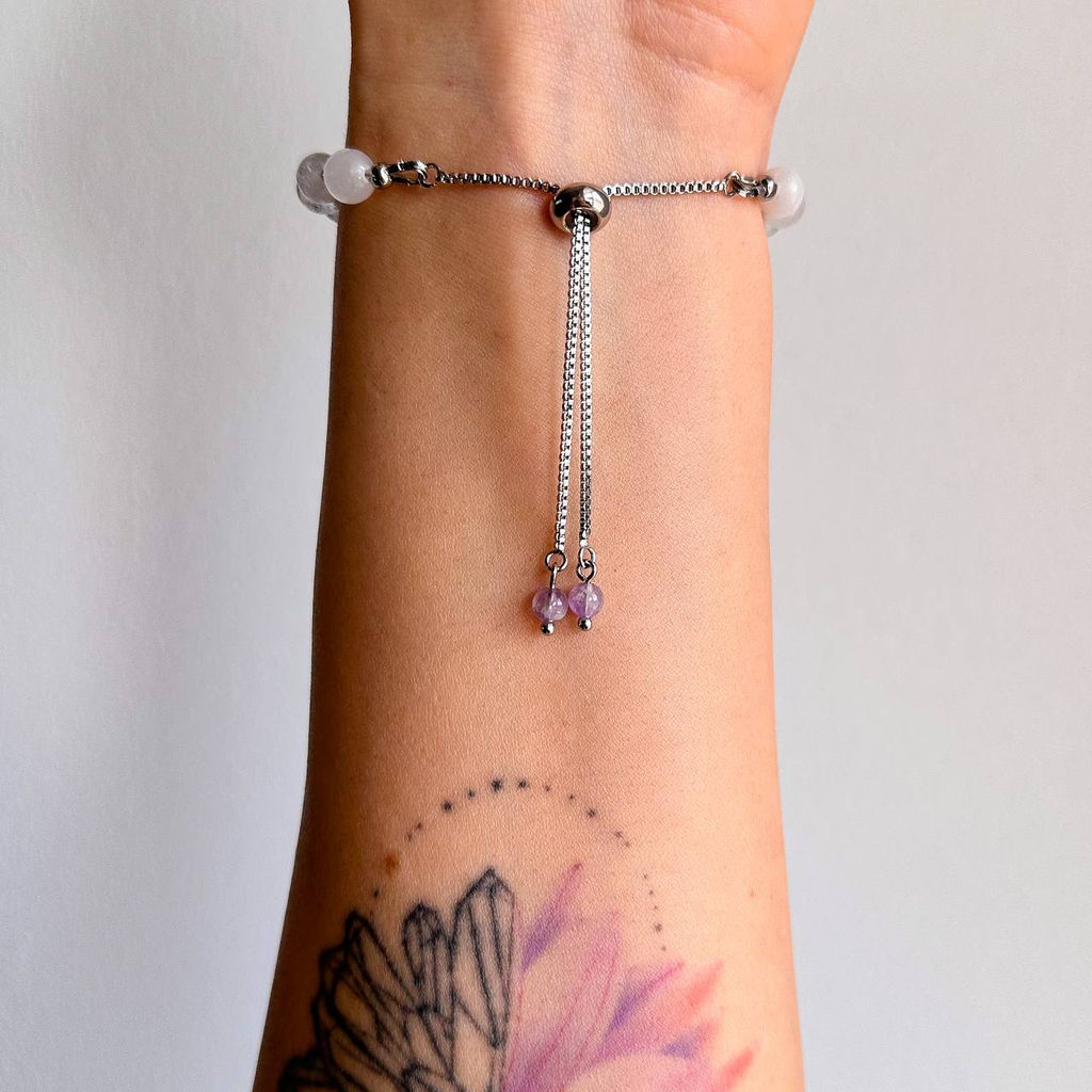 Браслет "Сахасрара" из камней для проработки седьмой чакры регулируемый