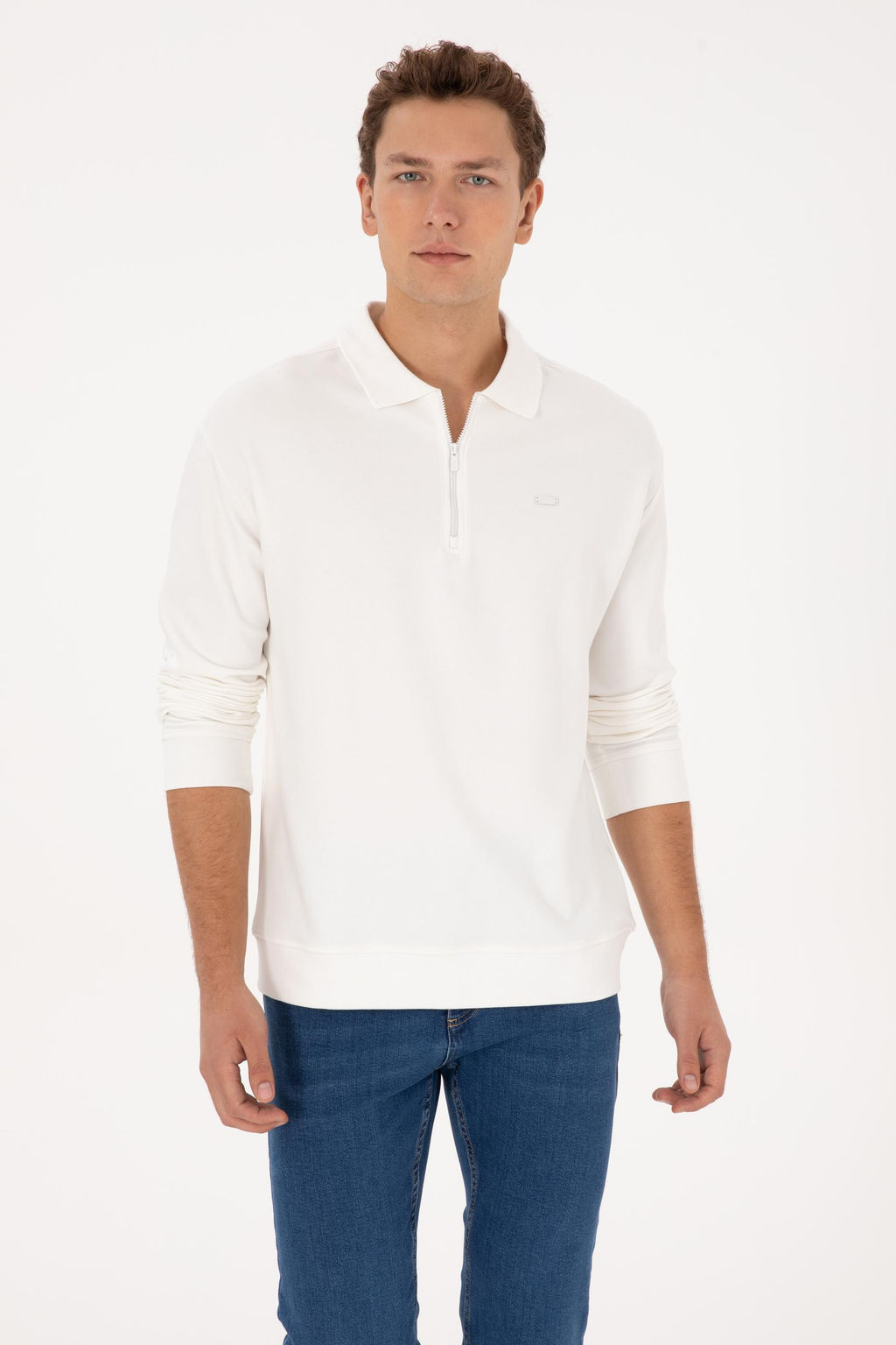 Erkek Beyaz Sweatshirt