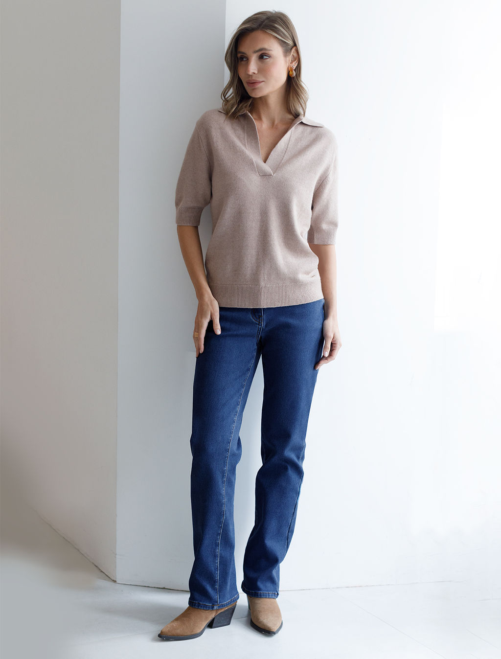 Прямые джинсы из эластичного денима на флисе - Vilatte фото 5