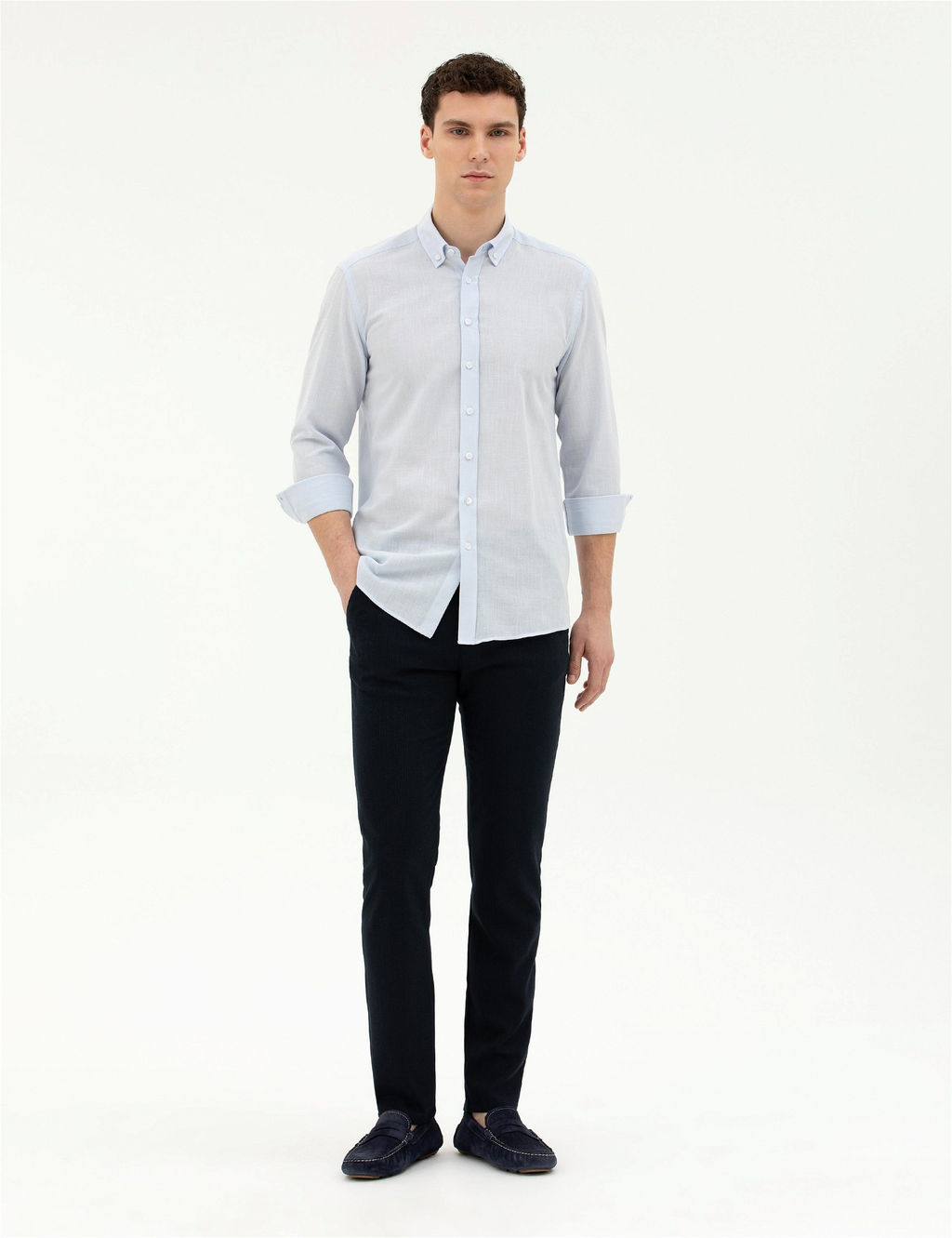 A__k Mavi Slim Fit Uzun Kollu G_mlek - Pierre cardin фото 4