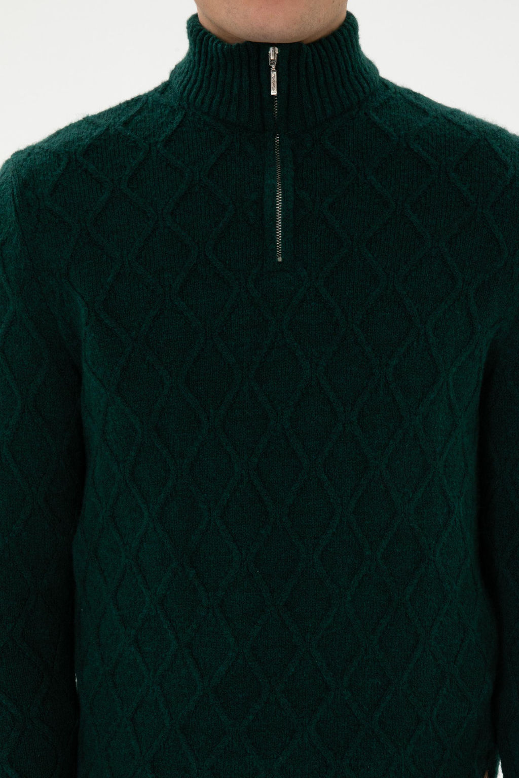 Erkek Regular Fit Yar_m Fermuarl_ Desenli Koyu Ye_il Kazak - U.s. polo assn фото 6