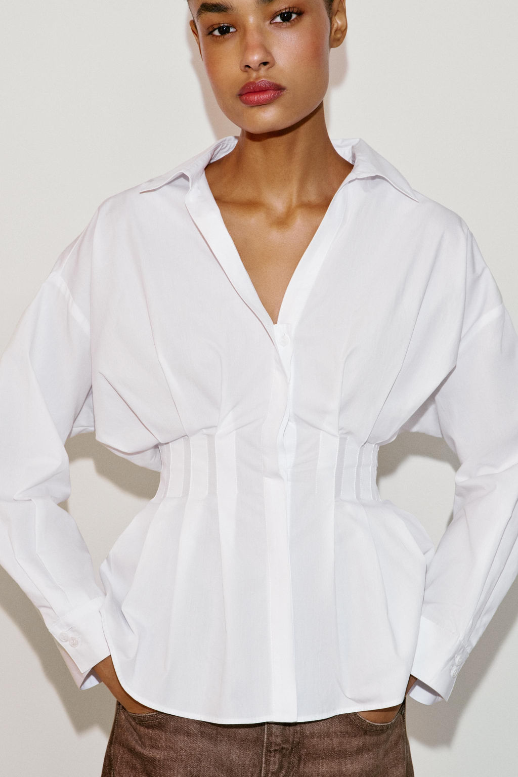 POPLIN SHIRT WITH PLEATS - Zara фото 13