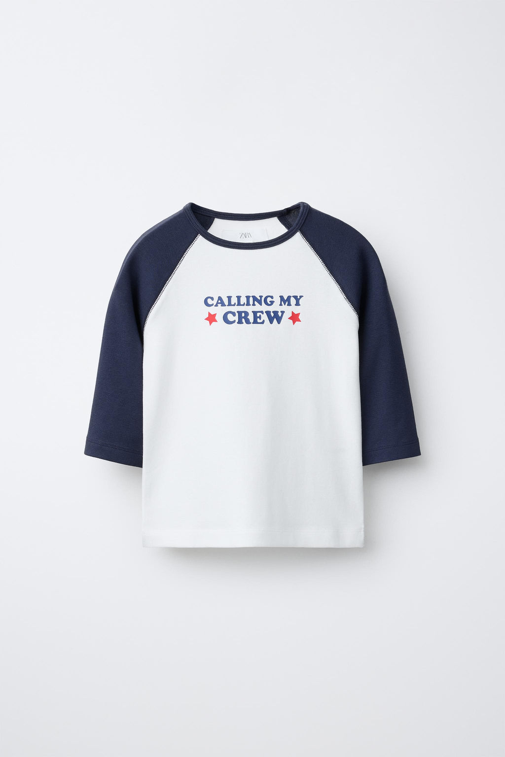 CAMISETA MANGA RANGLAN TEXTO CON MODAL / Marino / Blanco - Zara фото 2