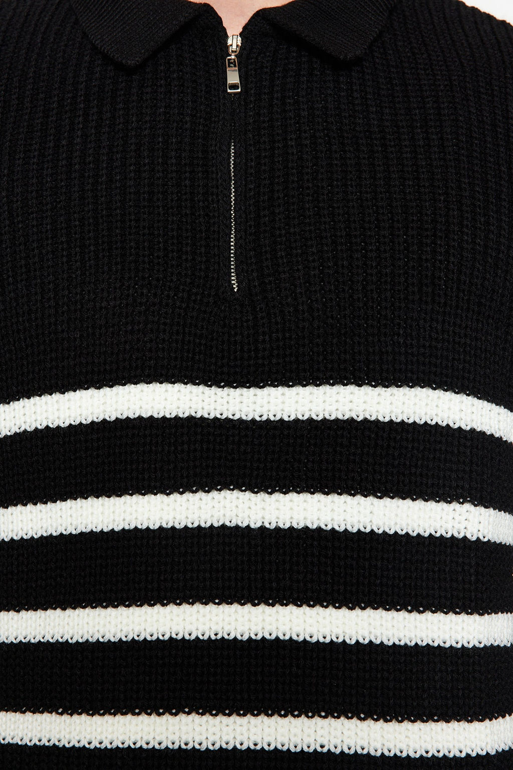 TRENDYOL MAN Vizon Casual Oversize Polo Yaka Cizgili Triko Kazak TMNAW24KZ00018 - Trendyolmilla фото 16