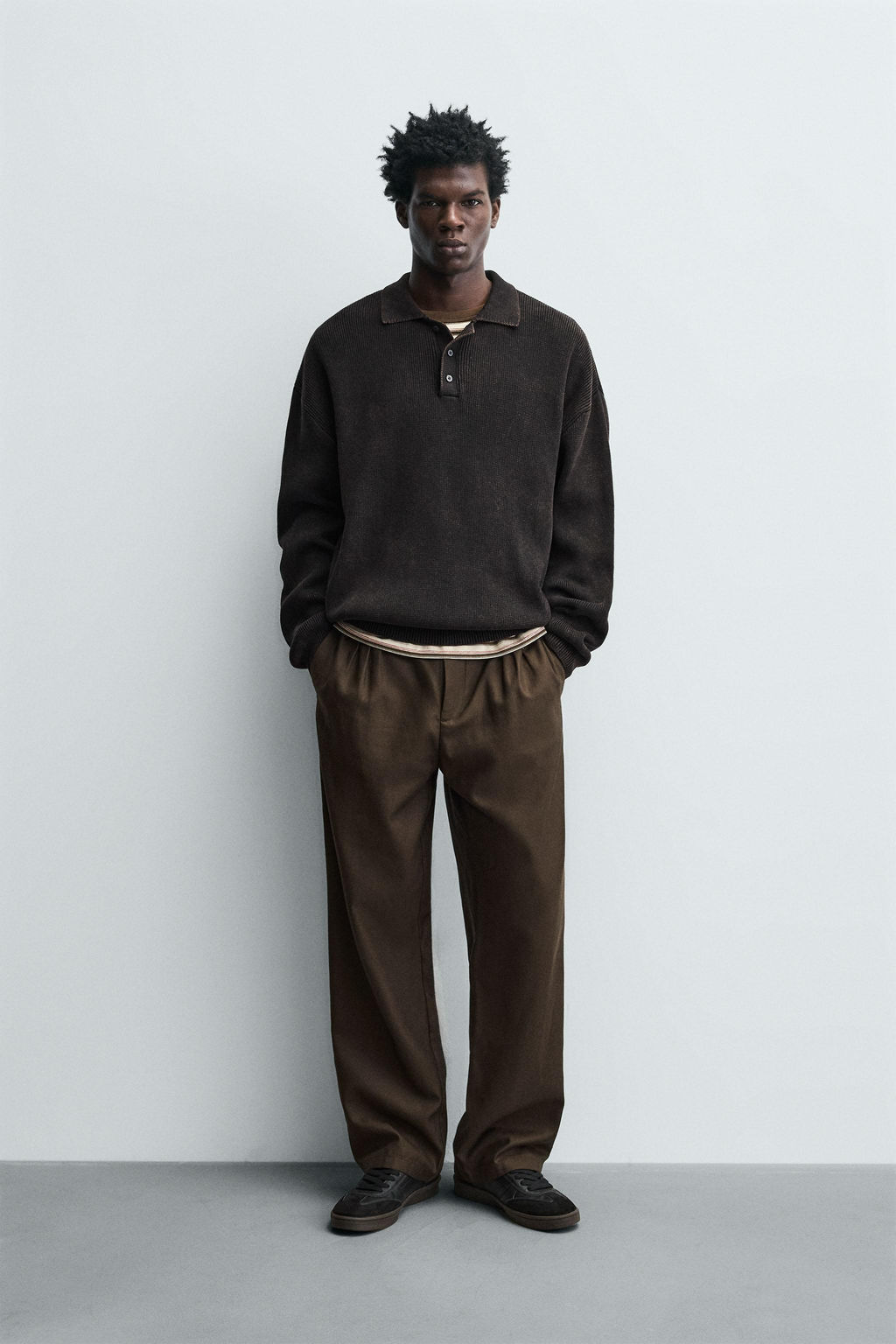 WASHED KNITTED POLO SHIRT