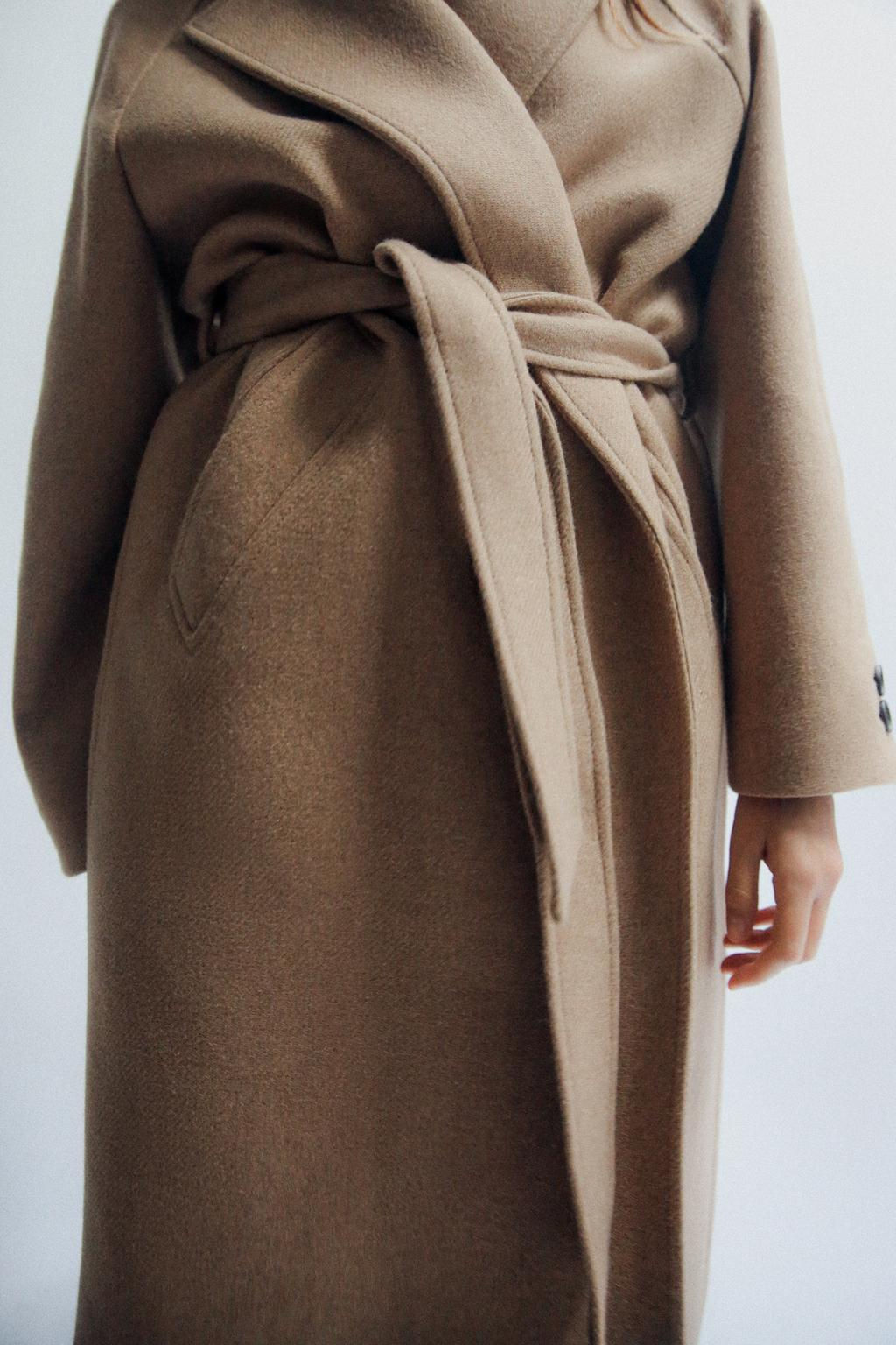 LONGLINE BELTED WOOL BLEND COAT - Zara фото 4
