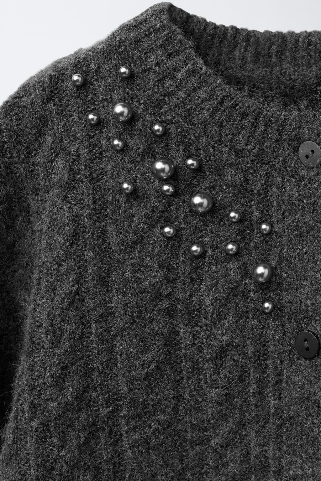 CABLE-KNIT CARDIGAN WITH FAUX PEARLS - Zara фото 3