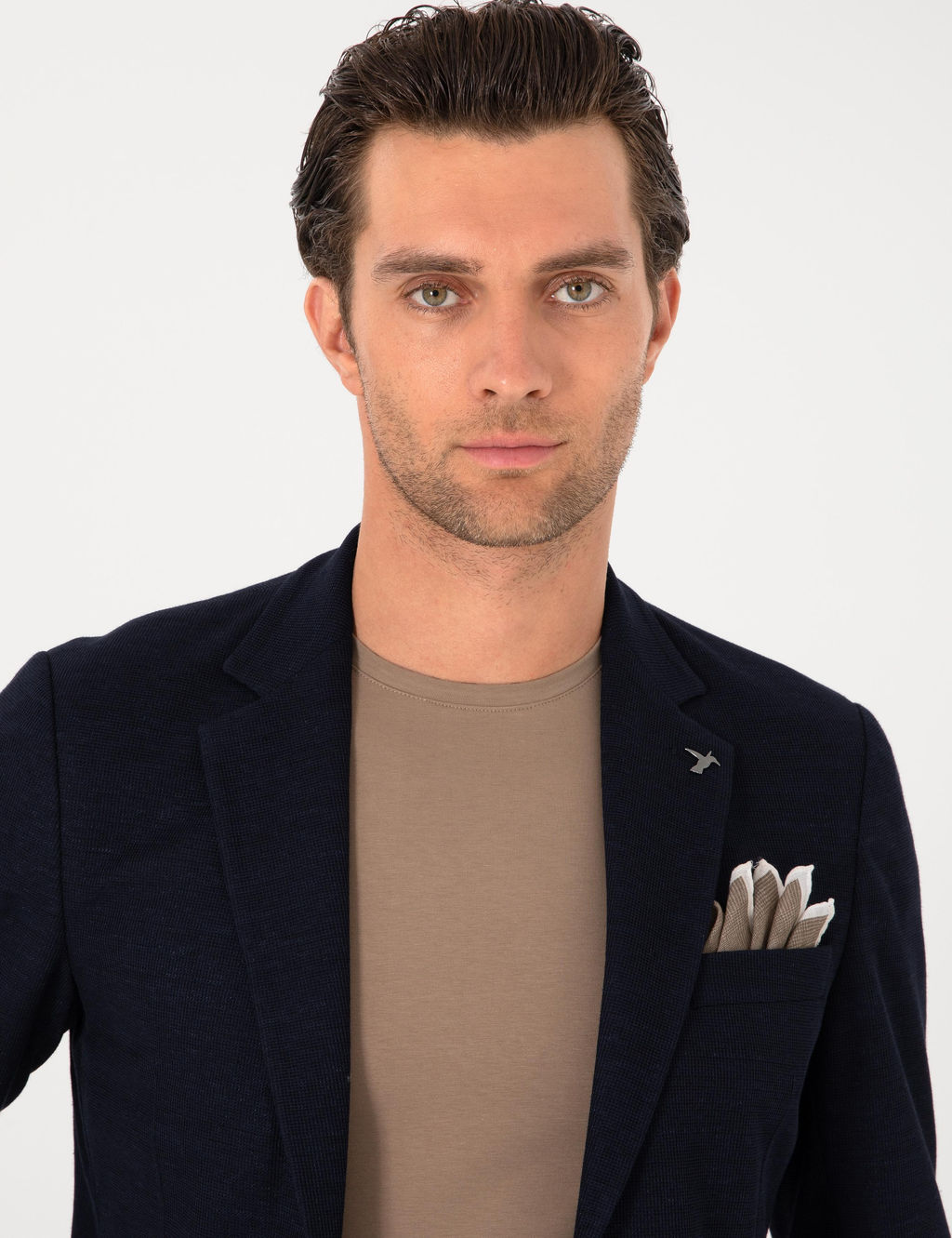 Lacivert Slim Fit Y_n Keten Kar___ml_ Ceket - Cacharel фото 2