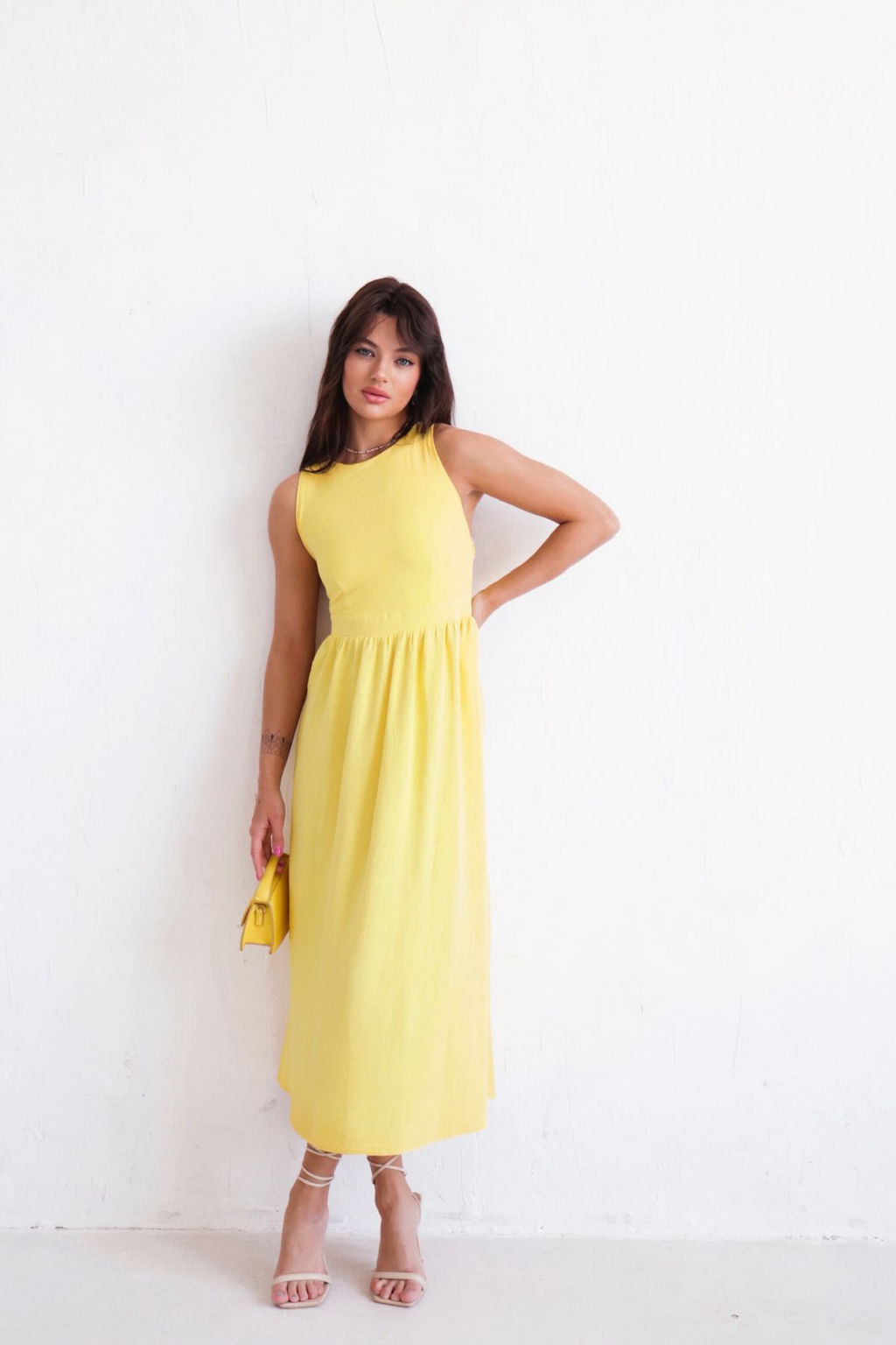Платье с перекрещенными бретелями жёлтое - Martichelli фото 20