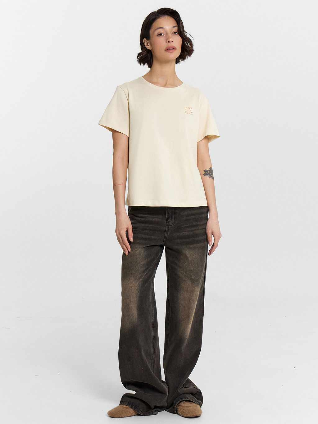 Футболка женская желтая с принтом и надписью tropical mood - Mark formelle фото 4