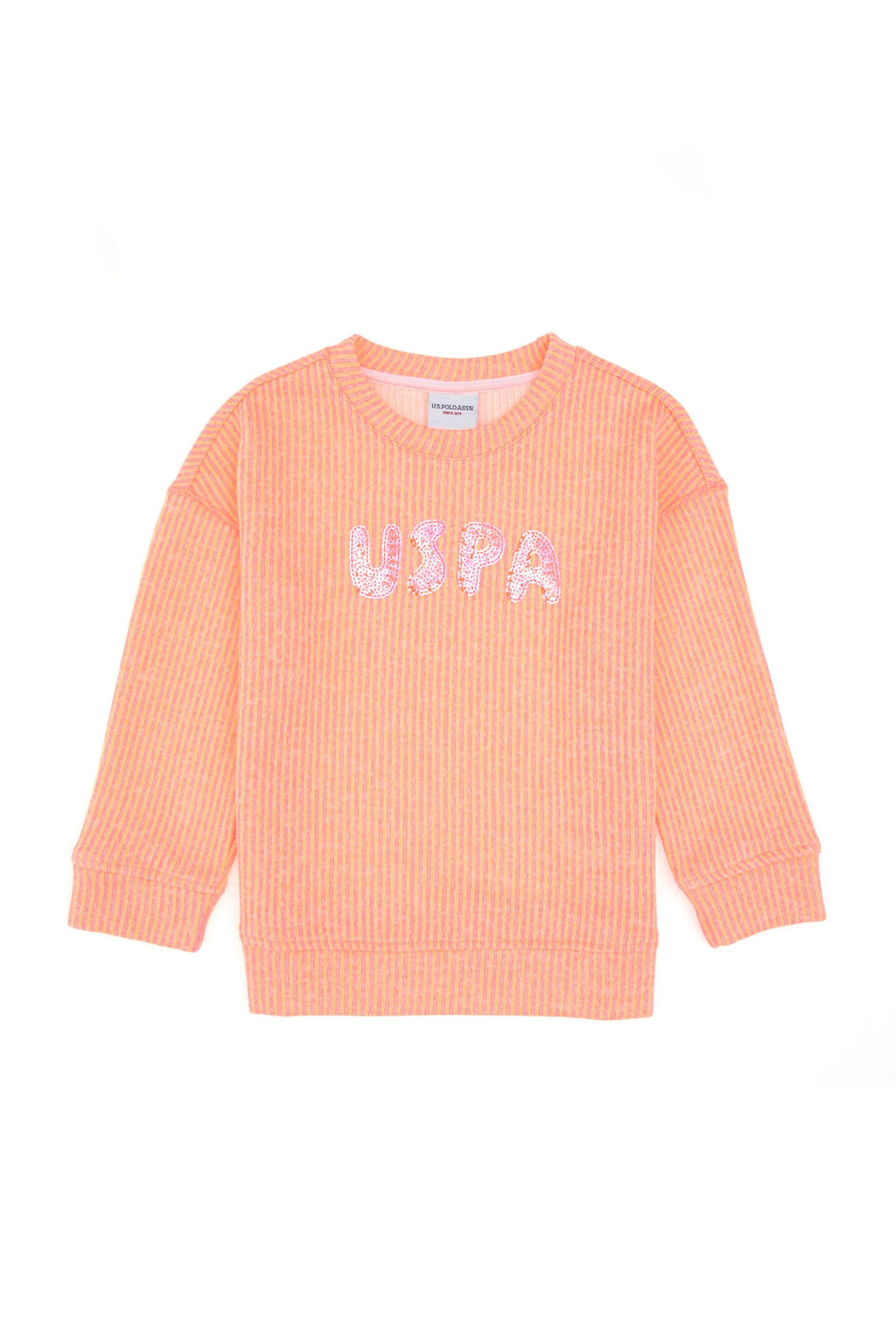 K_z _ocuk Neon Pembe Bisiklet Yaka Sweatshirt