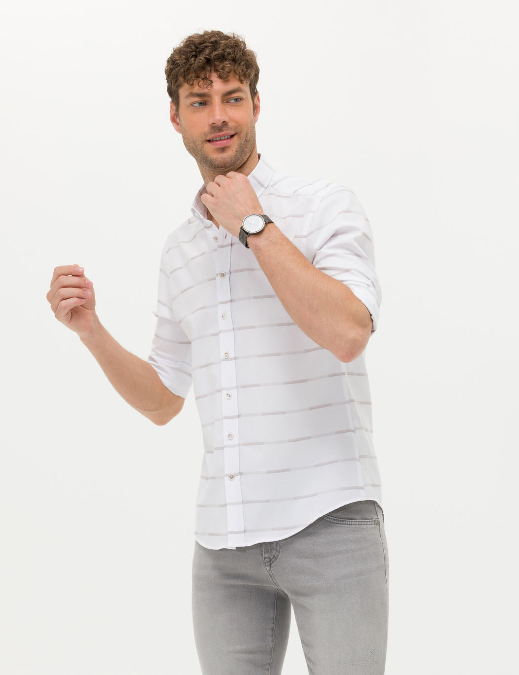 Bej Slim Fit Uzun Kollu G_mlek - Pierre cardin фото 3