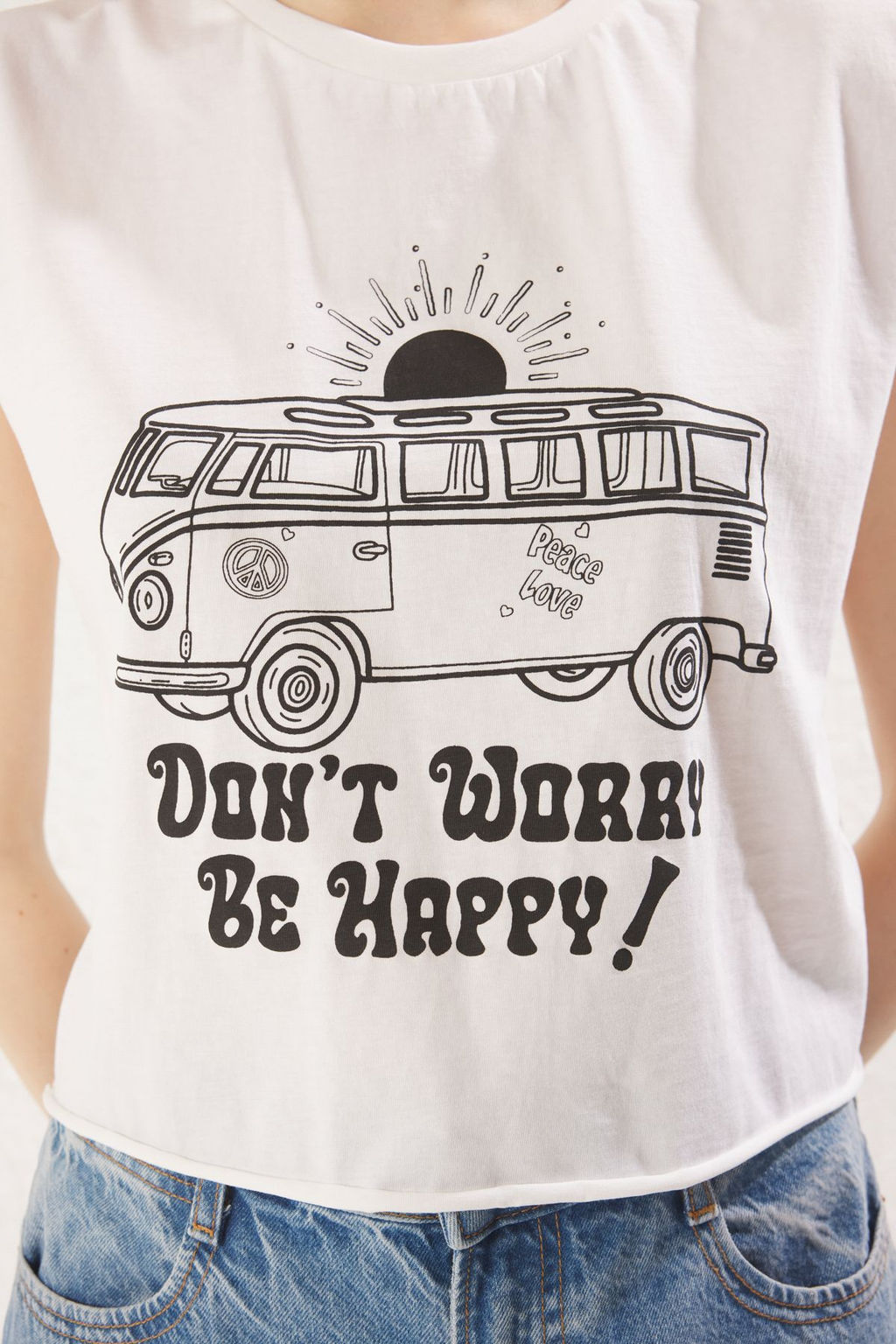 Ekru %100 Pamuk Bask?l? Kolsuz Relaxed/Rahat Kal?p Crop Bisiklet Yaka Orme T-Shirt TWOSS23TS00122