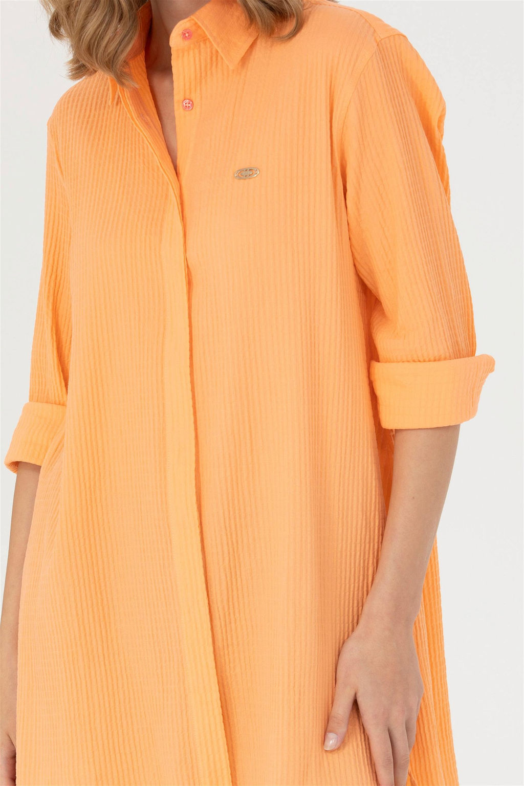 Женская рубашка лососевого цвета с длинным рукавом - U.s. polo assn фото 6