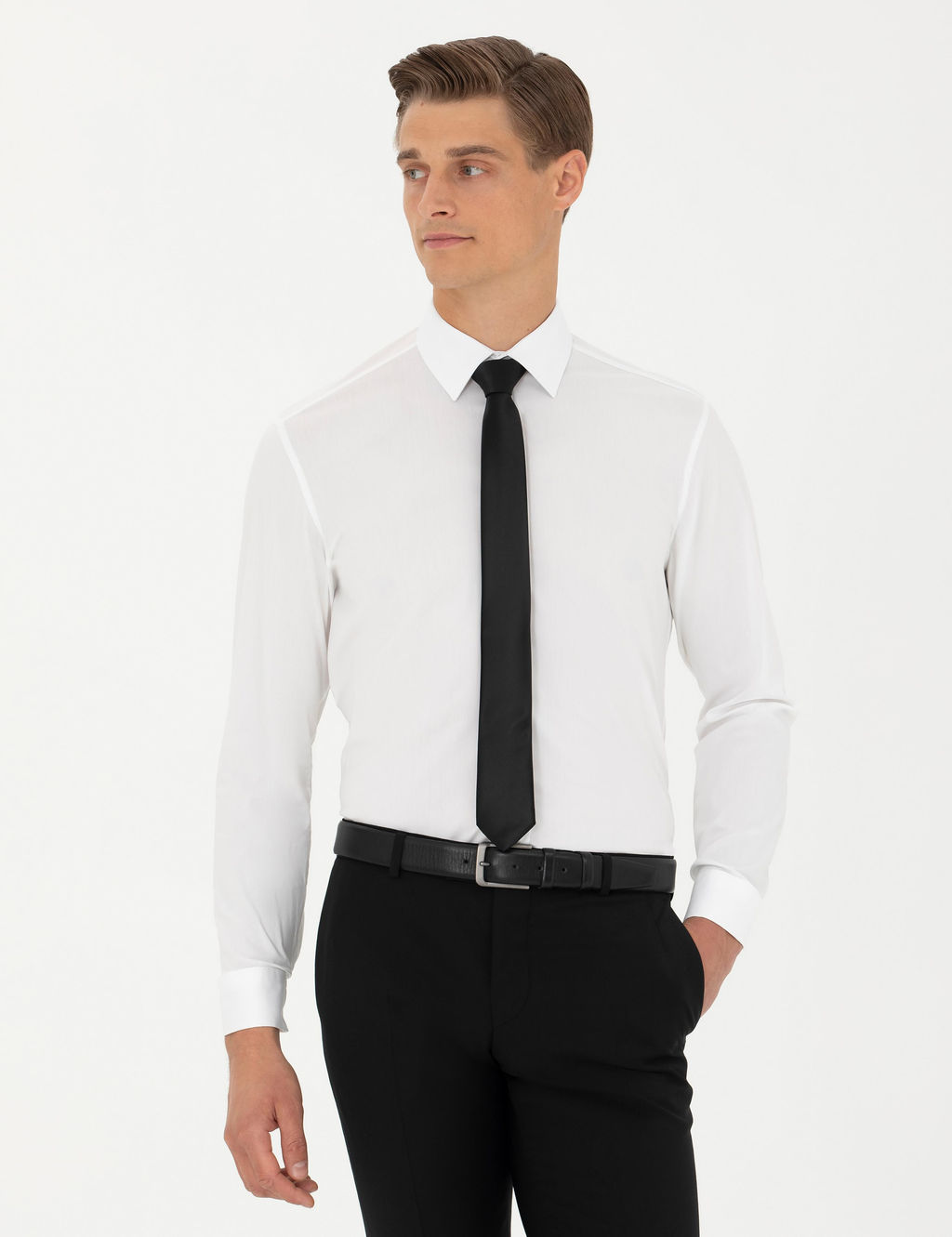 Белая классическая рубашка из хлопка приталенного кроя - Cacharel фото 3