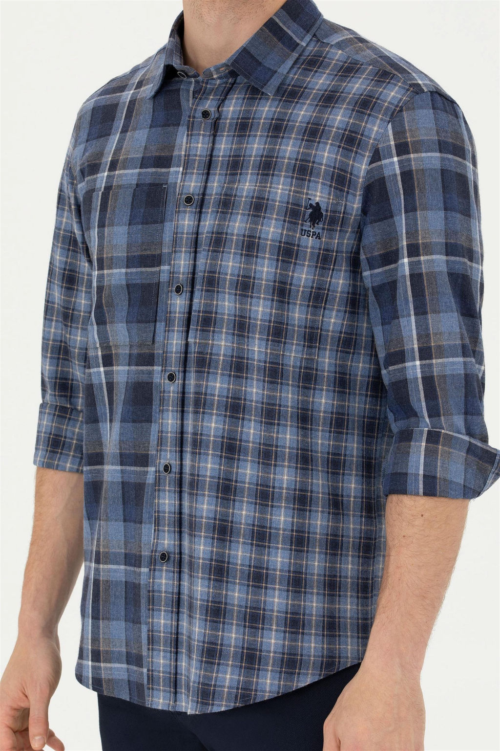 Мужская синяя рубашка с длинным рукавом - U.s. polo assn фото 13