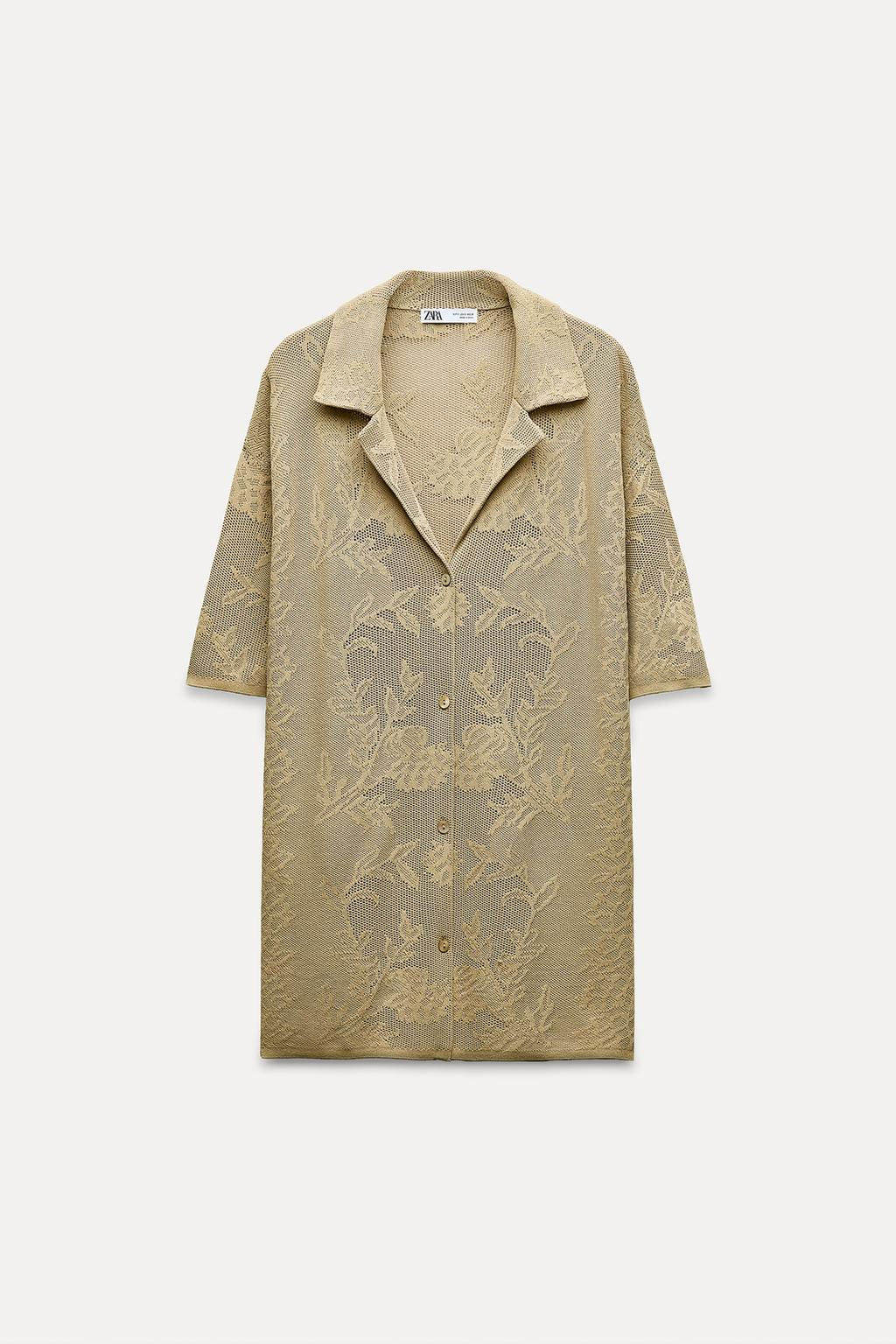 OVERSIZE JACQUARD KNIT POLO SHIRT - Zara фото 5