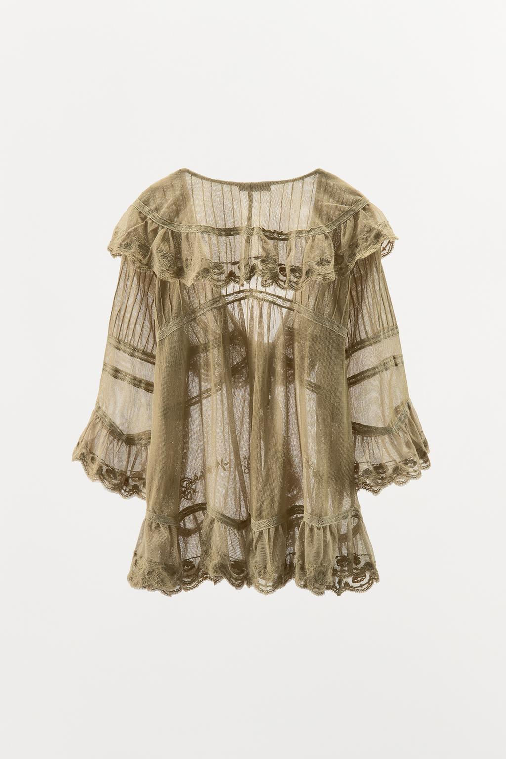 EMBROIDERED TULLE TOP WITH RUFFLES - Zara фото 6