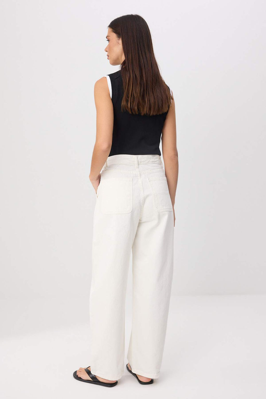 Ekru Y_ksek Bel Baggy Jeans TWOSS26JE00334 - Trendyolmilla фото 4